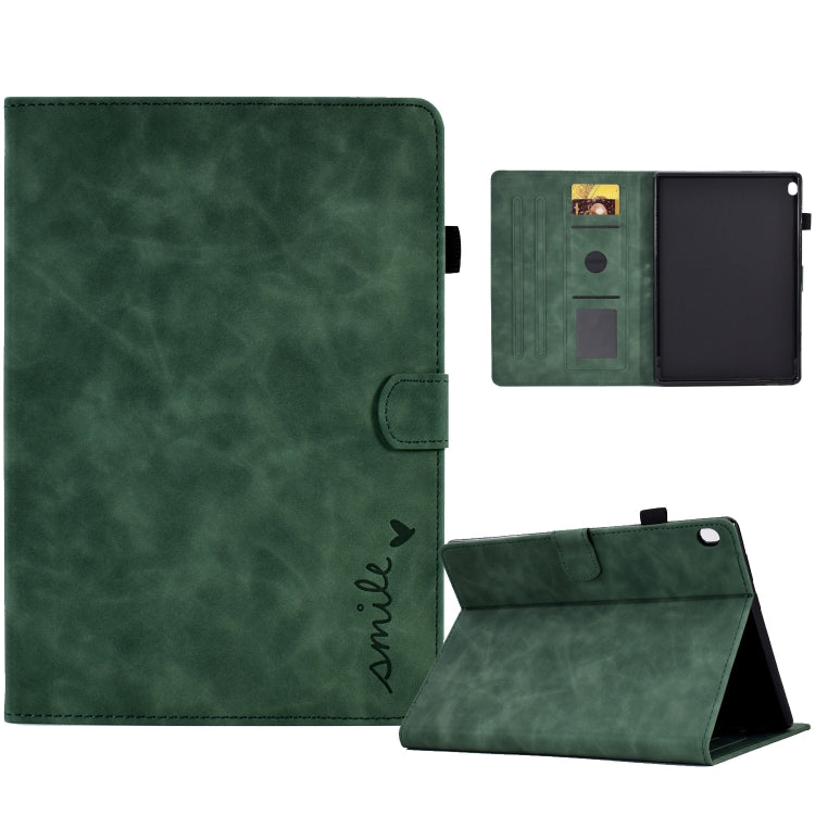 For Lenovo Tab M10 Embossed Smile Flip Tablet Leather Case