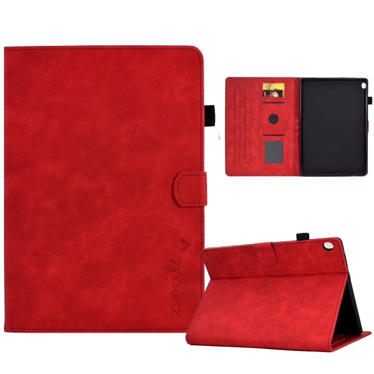 For Lenovo Tab M10 Embossed Smile Flip Tablet Leather Case