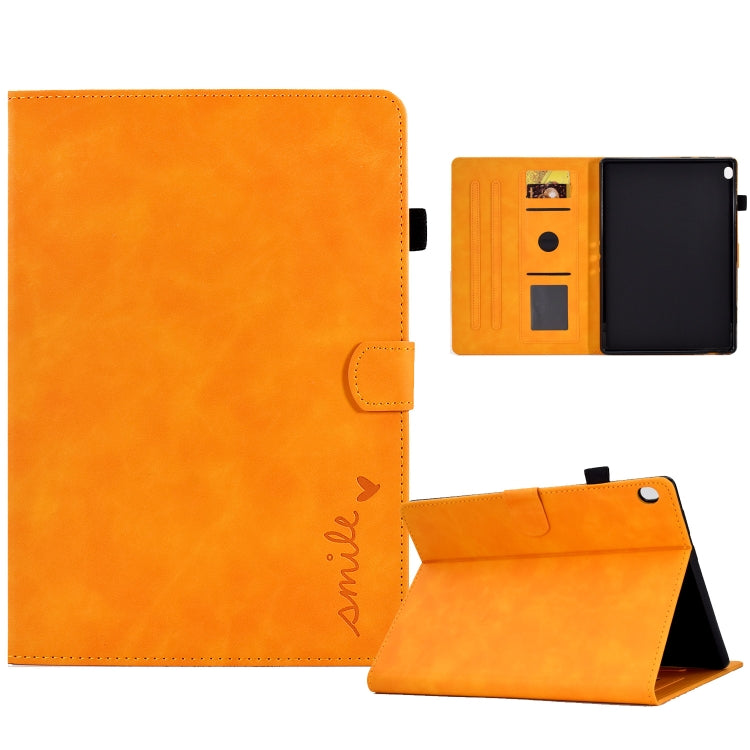 For Lenovo Tab M10 Embossed Smile Flip Tablet Leather Case