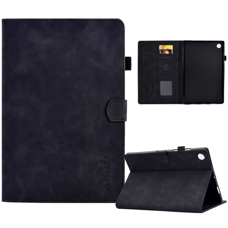 For Lenovo M10 Plus Embossed Smile Flip Tablet Leather Case