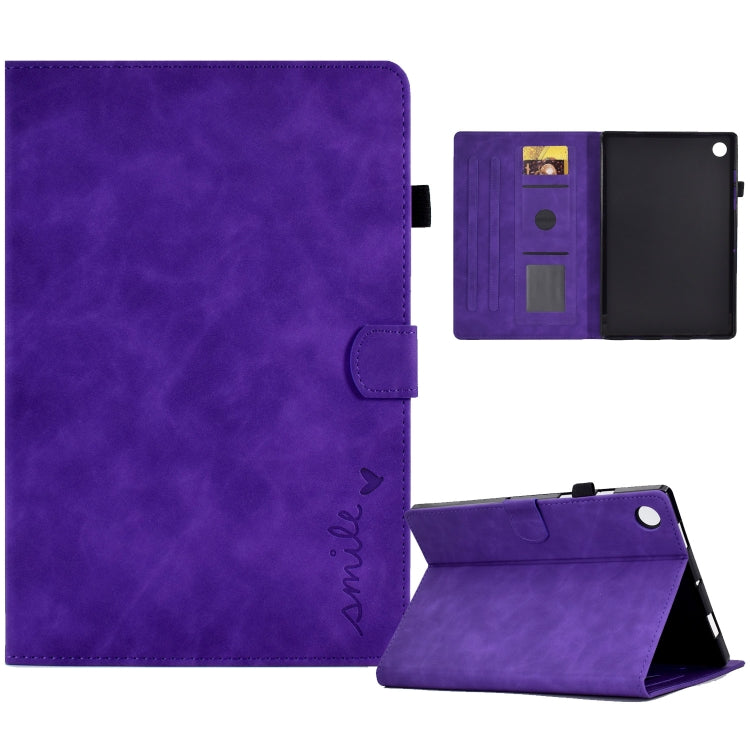 For Lenovo M10 Plus Embossed Smile Flip Tablet Leather Case