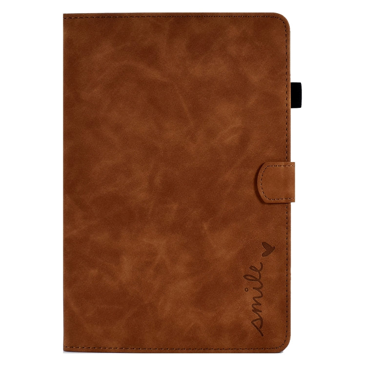 For Lenovo M10 Plus Embossed Smile Flip Tablet Leather Case