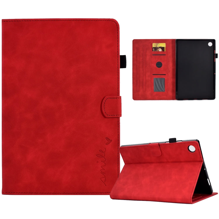 For Lenovo M10 Plus Embossed Smile Flip Tablet Leather Case