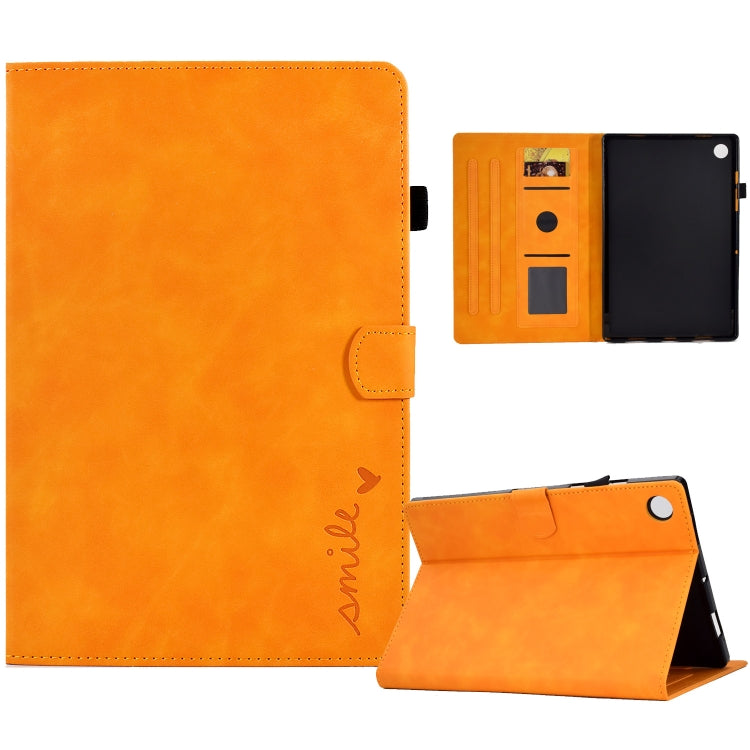 For Lenovo M10 Plus Embossed Smile Flip Tablet Leather Case