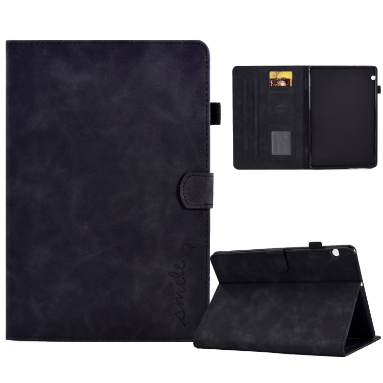For Huawei MediaPad T5 Embossed Smile Flip Tablet Leather Case
