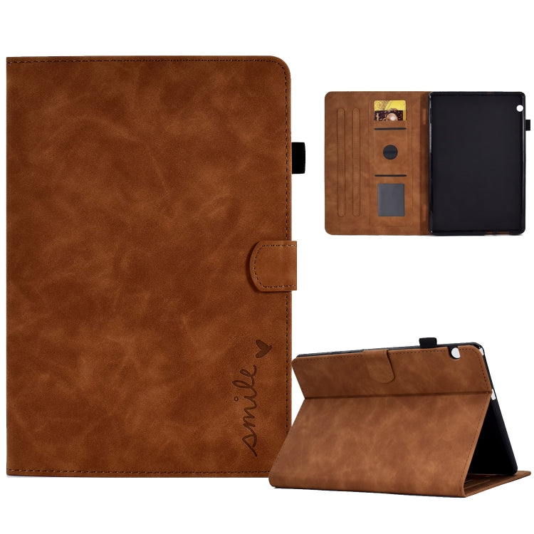 For Huawei MediaPad T5 Embossed Smile Flip Tablet Leather Case