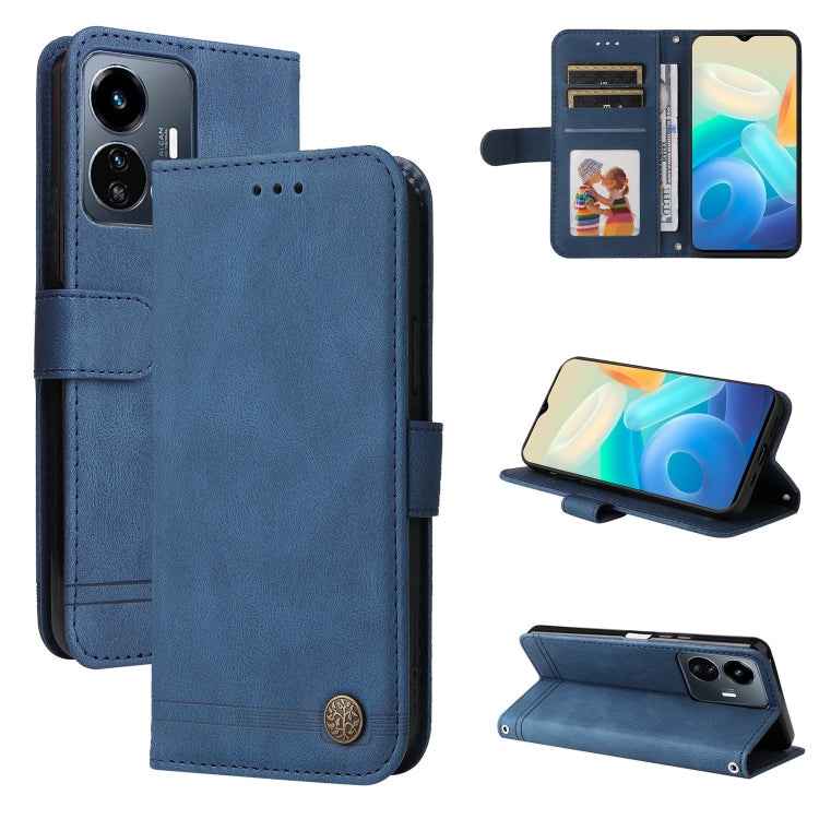 For vivo Y77 5G Skin Feel Life Tree Metal Button Leather Phone Case