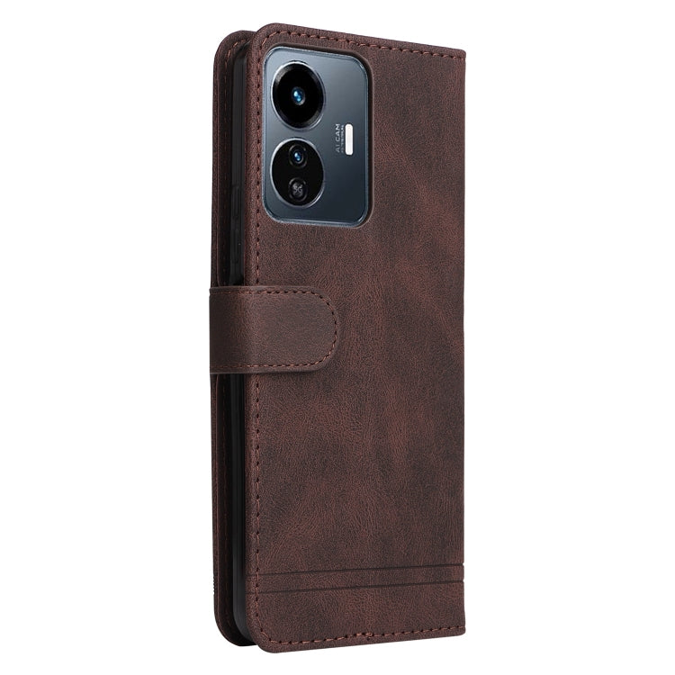 For vivo Y77 5G Skin Feel Life Tree Metal Button Leather Phone Case