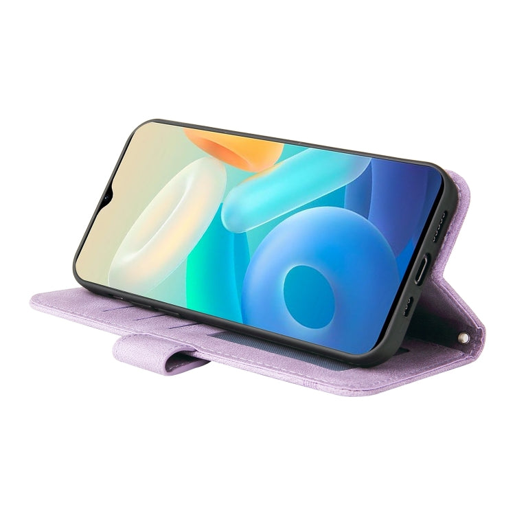 For vivo Y77 5G Skin Feel Life Tree Metal Button Leather Phone Case