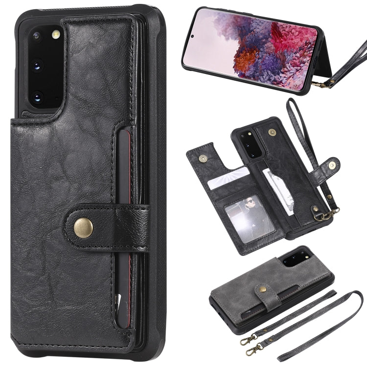 For Galaxy S20 Shockproof Horizontal Flip Protective Case with Holder & Card Slots & Wallet & Photo Frame & Short + Long Lanyard