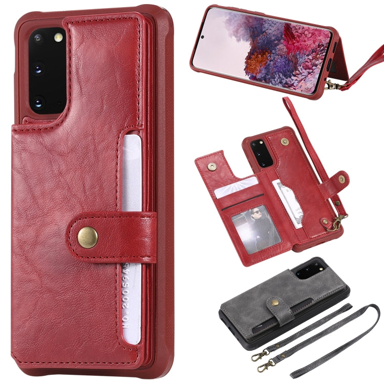 For Galaxy S20 Shockproof Horizontal Flip Protective Case with Holder & Card Slots & Wallet & Photo Frame & Short + Long Lanyard