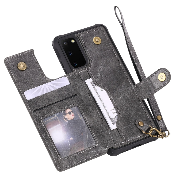 For Galaxy S20 Shockproof Horizontal Flip Protective Case with Holder & Card Slots & Wallet & Photo Frame & Short + Long Lanyard