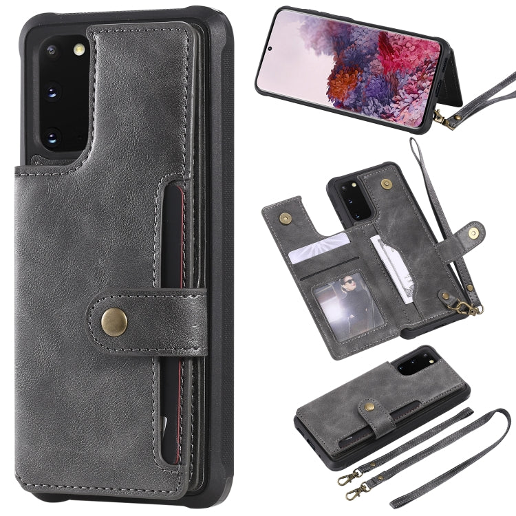 For Galaxy S20 Shockproof Horizontal Flip Protective Case with Holder & Card Slots & Wallet & Photo Frame & Short + Long Lanyard