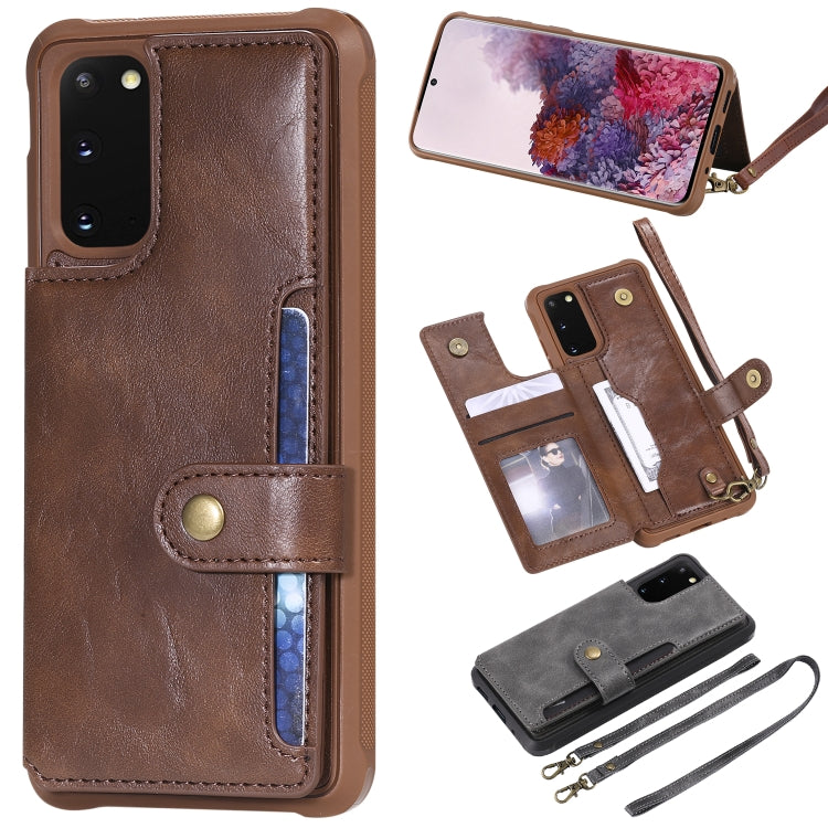For Galaxy S20 Shockproof Horizontal Flip Protective Case with Holder & Card Slots & Wallet & Photo Frame & Short + Long Lanyard