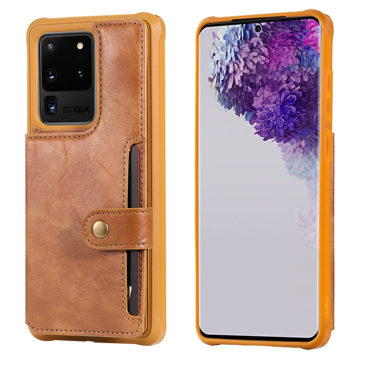 For Galaxy S20 Ultra Shockproof Horizontal Flip Protective Case with Holder & Card Slots & Wallet & Photo Frame & Short + Long Lanyard