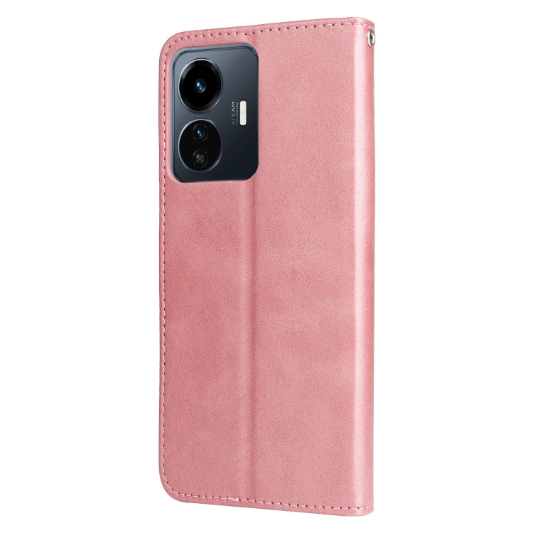 For vivo Y77 5G Calf Texture Zipper Leather Phone Case