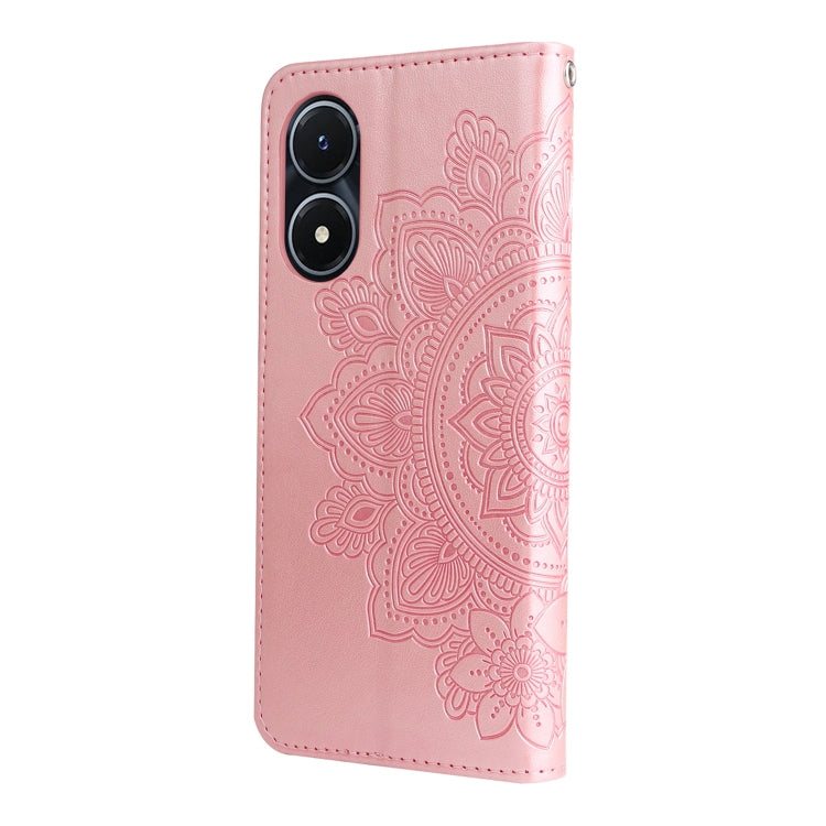 For vivo Y02s 7-petal Flowers Embossing Leather Phone Case