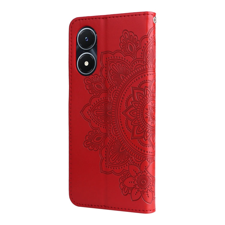 For vivo Y02s 7-petal Flowers Embossing Leather Phone Case