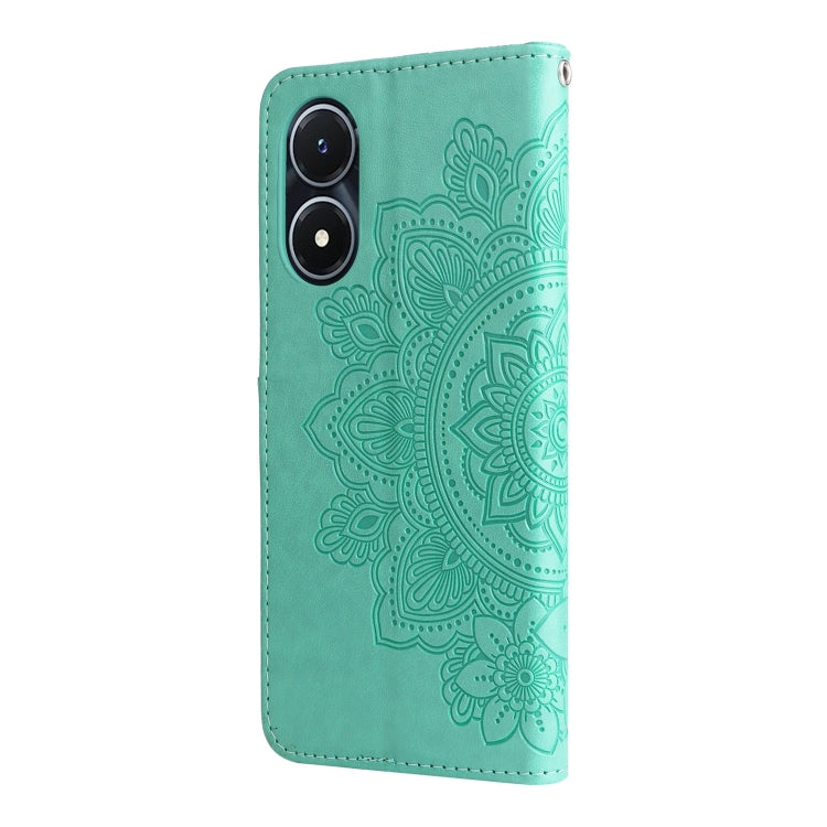 For vivo Y02s 7-petal Flowers Embossing Leather Phone Case