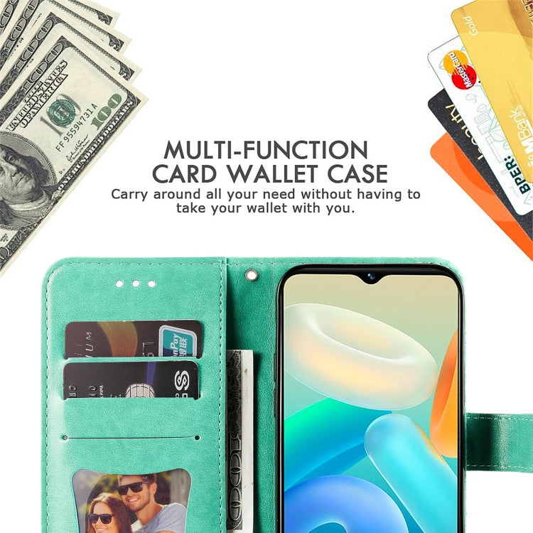 For vivo Y02s 7-petal Flowers Embossing Leather Phone Case