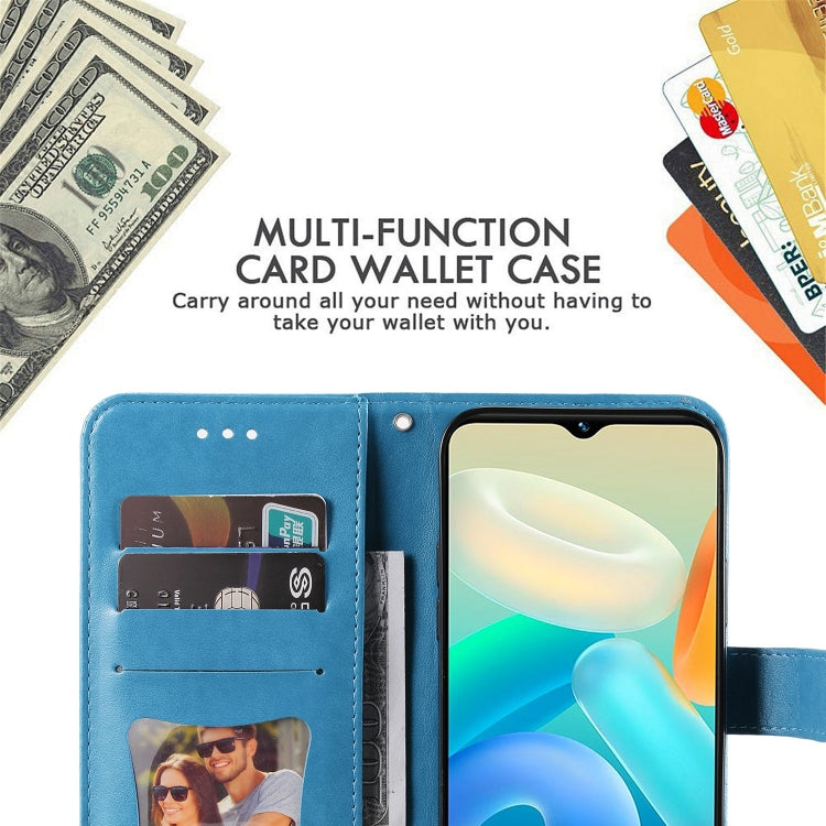 For vivo Y02s 7-petal Flowers Embossing Leather Phone Case