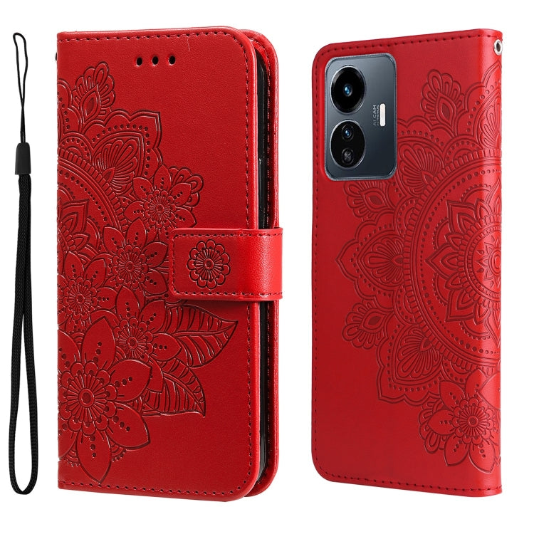 For vivo Y77 5G 7-petal Flowers Embossing Leather Phone Case
