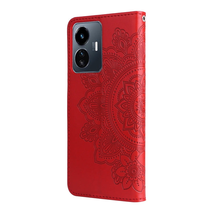 For vivo Y77 5G 7-petal Flowers Embossing Leather Phone Case