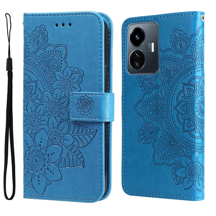 For vivo Y77 5G 7-petal Flowers Embossing Leather Phone Case