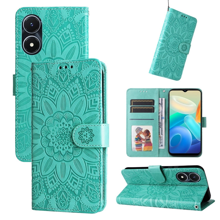 For vivo Y02s Embossed Sunflower Leather Phone Case