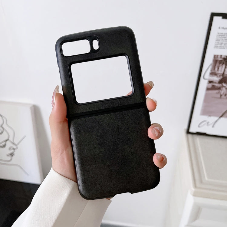 For Motorola Moto Razr 2022 Two-color Cowhide Texture Top-grain Leather Phone Case