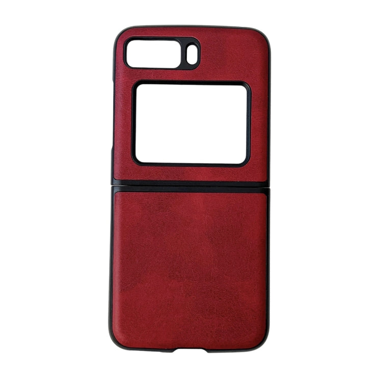 For Motorola Moto Razr 2022 Two-color Cowhide Texture Top-grain Leather Phone Case