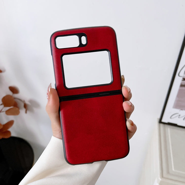 For Motorola Moto Razr 2022 Two-color Cowhide Texture Top-grain Leather Phone Case