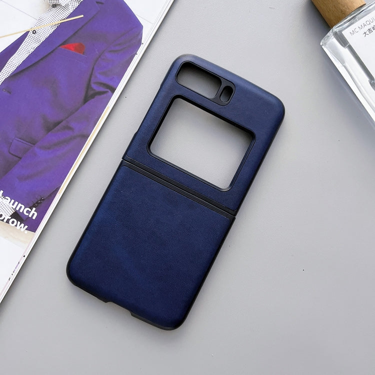 For Motorola Moto Razr 2022 Two-color Cowhide Texture Top-grain Leather Phone Case