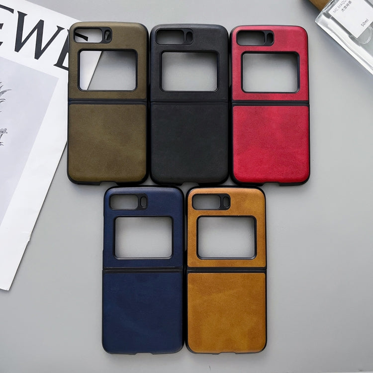 For Motorola Moto Razr 2022 Two-color Cowhide Texture Top-grain Leather Phone Case