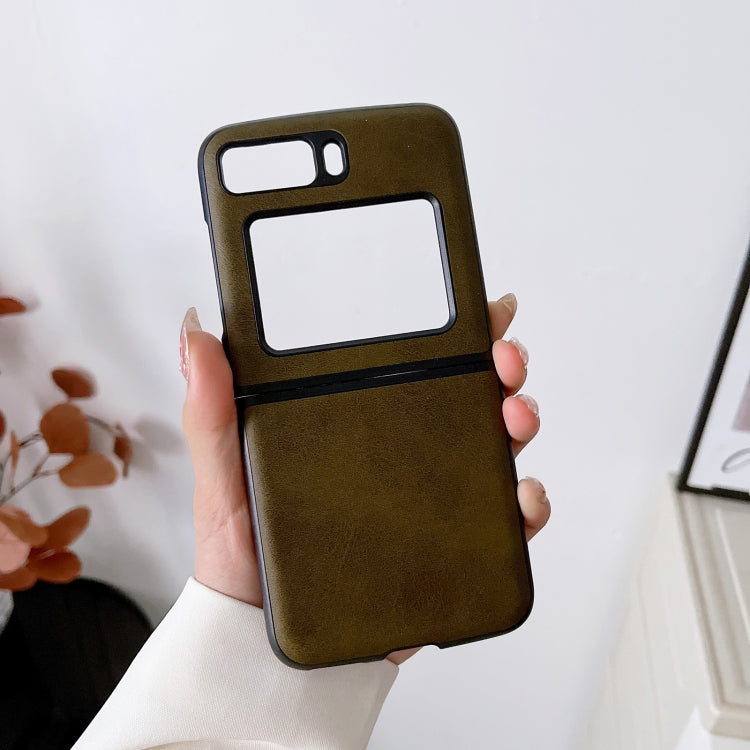 For Motorola Moto Razr 2022 Two-color Cowhide Texture Top-grain Leather Phone Case