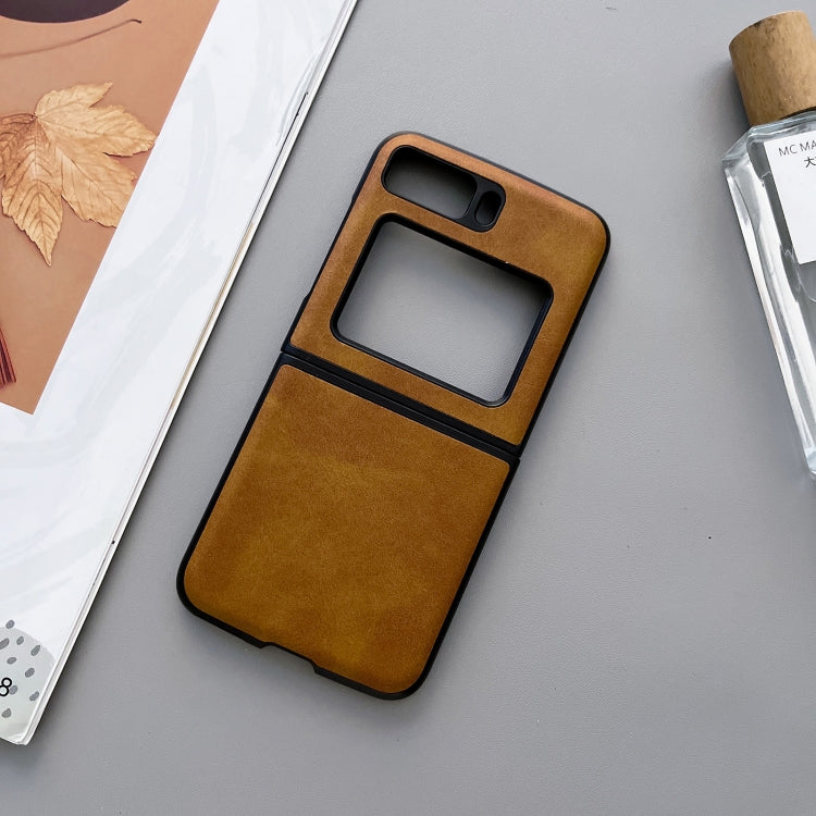 For Motorola Moto Razr 2022 Two-color Cowhide Texture Top-grain Leather Phone Case