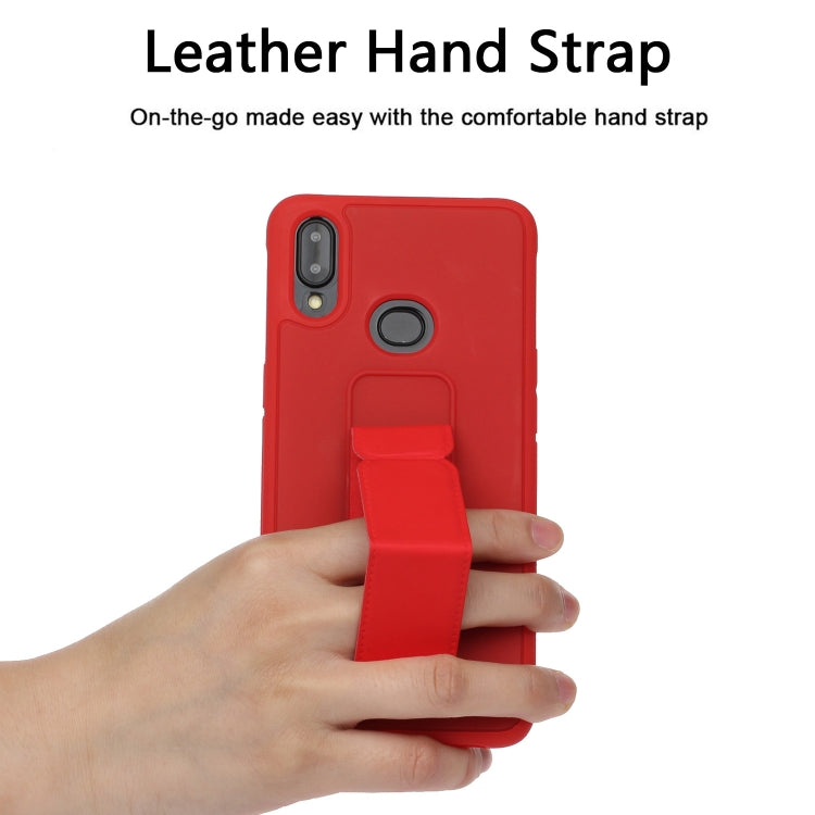 For Galaxy A10s Shockproof Solid Color TPU Case with Wristband