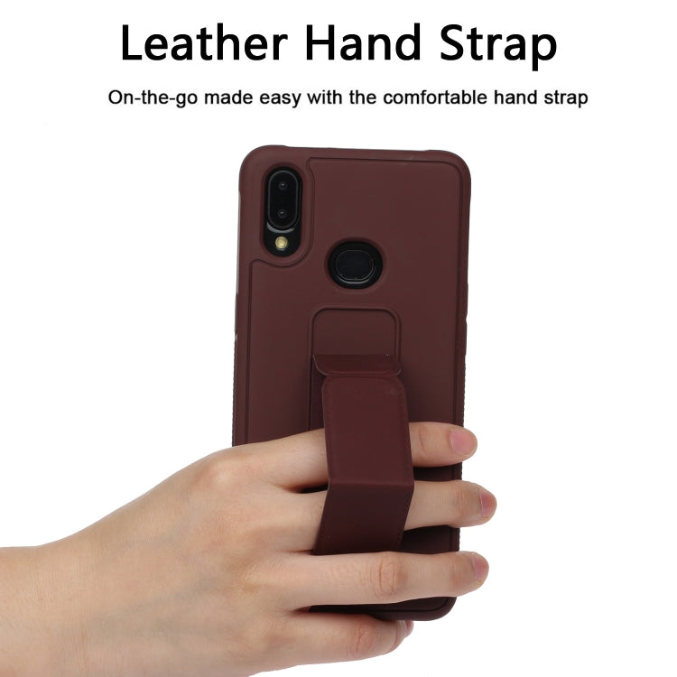 For Galaxy A10s Shockproof Solid Color TPU Case with Wristband