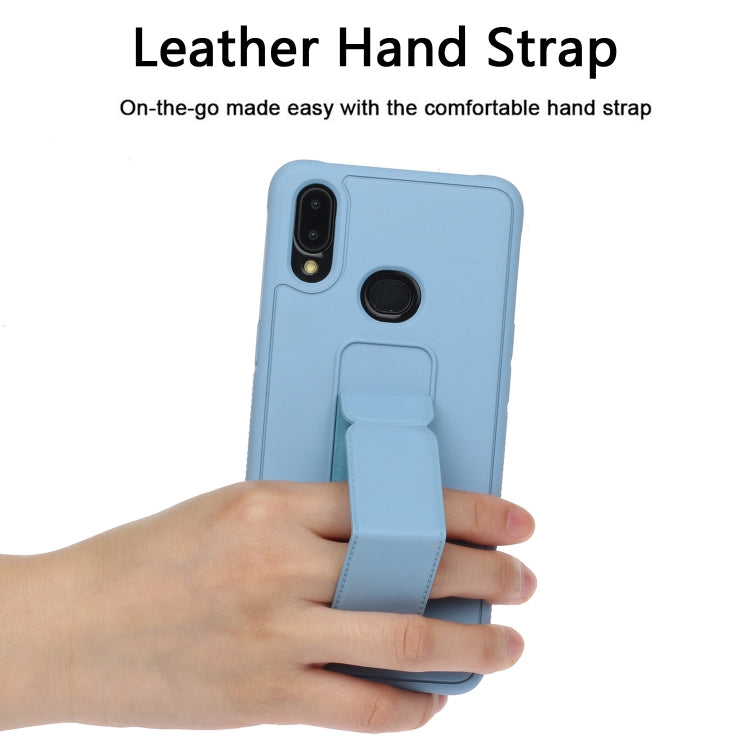 For Galaxy A10s Shockproof Solid Color TPU Case with Wristband
