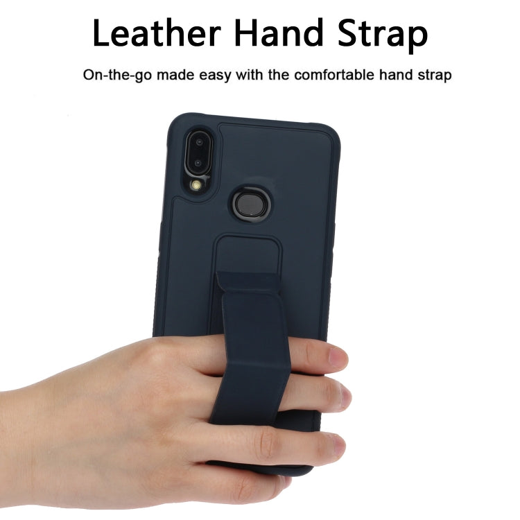 For Galaxy A10s Shockproof Solid Color TPU Case with Wristband