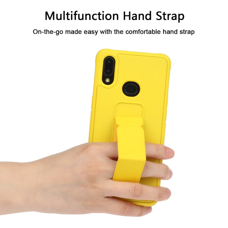 For Galaxy A10s Shockproof Solid Color TPU Case with Wristband
