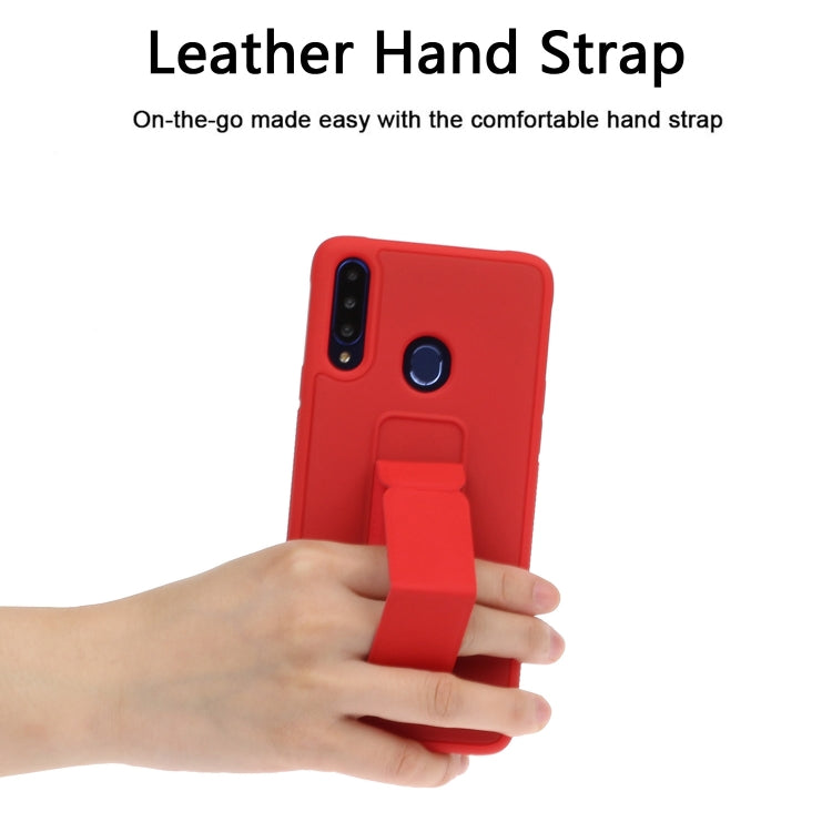 For Galaxy A20s Shockproof Solid Color TPU Case with Wristband