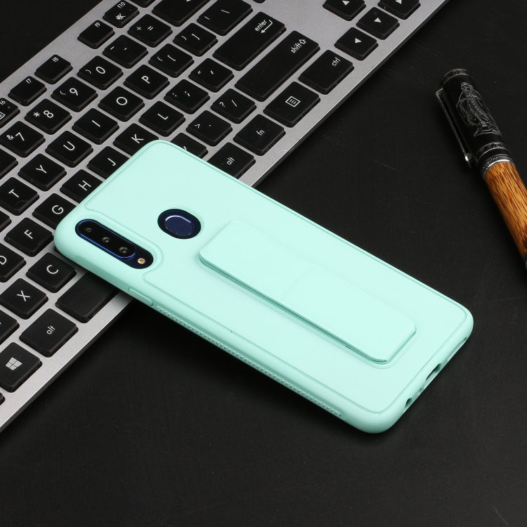 For Galaxy A20s Shockproof Solid Color TPU Case with Wristband