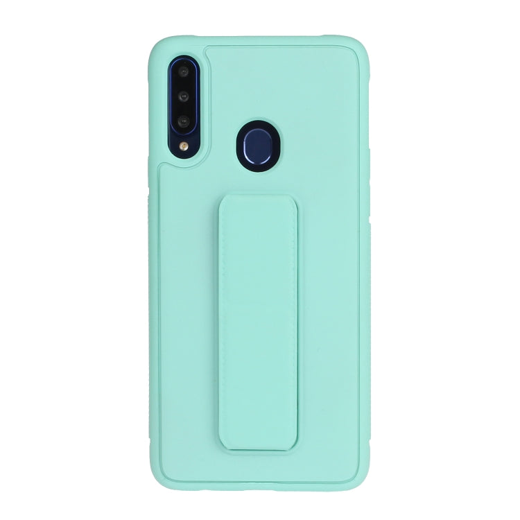 For Galaxy A20s Shockproof Solid Color TPU Case with Wristband