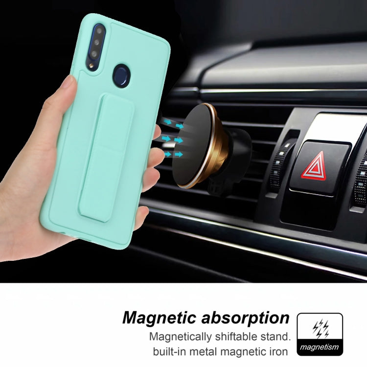 For Galaxy A20s Shockproof Solid Color TPU Case with Wristband