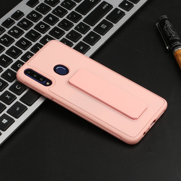 For Galaxy A20s Shockproof Solid Color TPU Case with Wristband