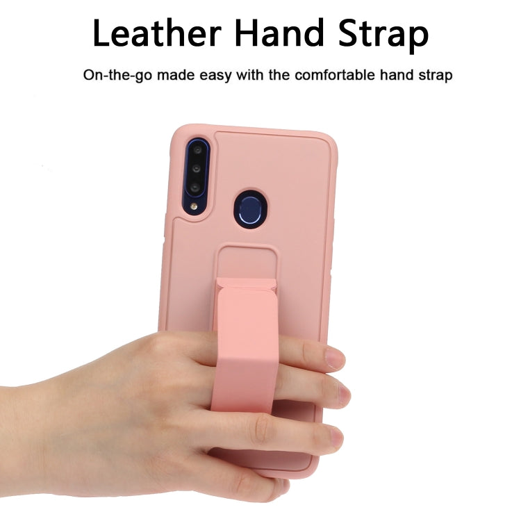 For Galaxy A20s Shockproof Solid Color TPU Case with Wristband