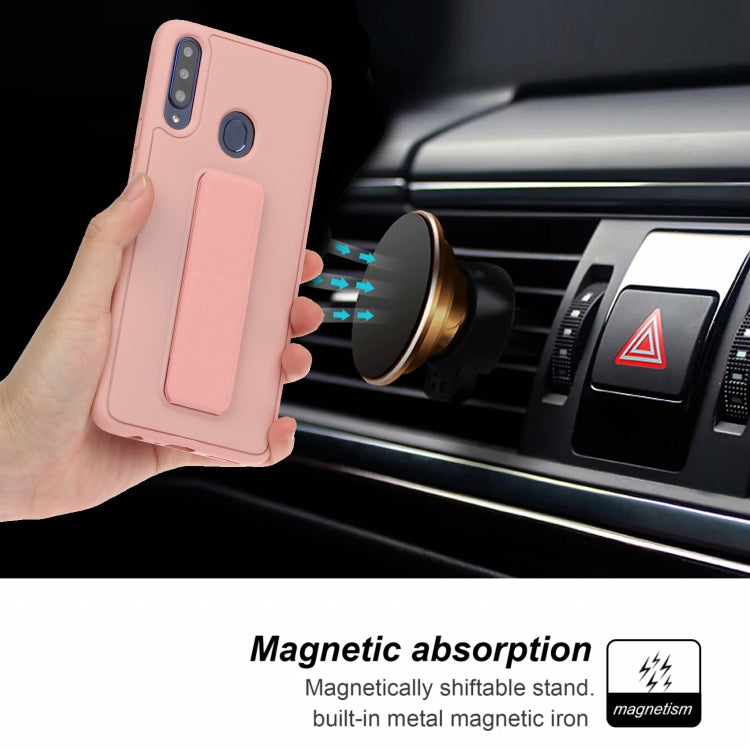 For Galaxy A20s Shockproof Solid Color TPU Case with Wristband