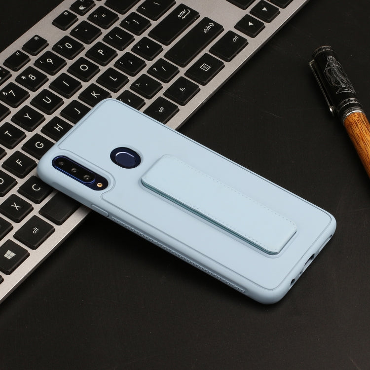 For Galaxy A20s Shockproof Solid Color TPU Case with Wristband