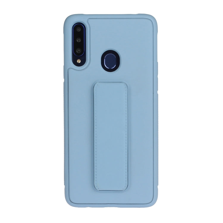For Galaxy A20s Shockproof Solid Color TPU Case with Wristband